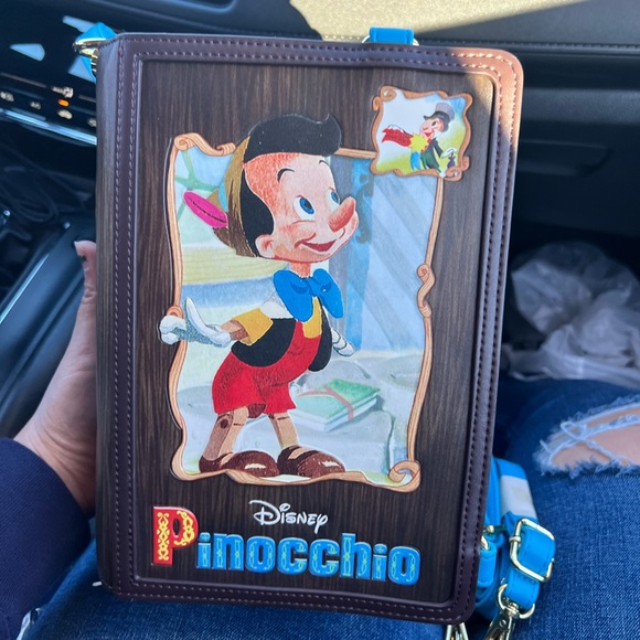 New Loungefly Pinocchio Storybook Convertible Backpack & Crossbody Bag - Picture 2 of 15